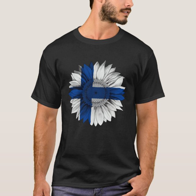 Finland Flag Sunflower Finn Roots Proud Patriotic T Shirt (Framsida)