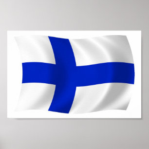 Finland Flagga Affisch Tryck