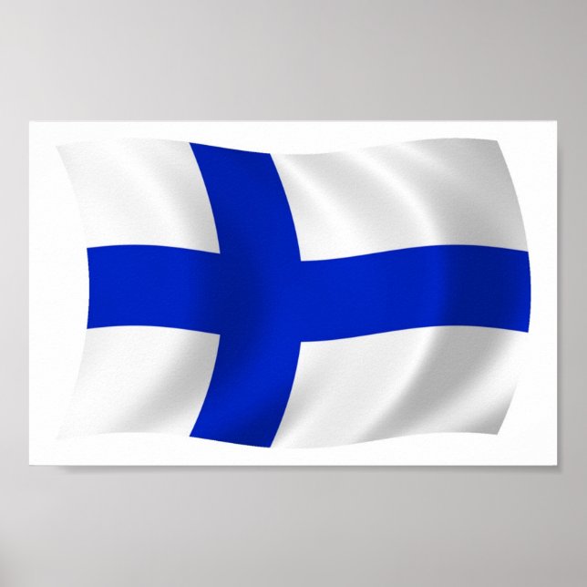 Finland Flagga Affisch Tryck (Framsidan)