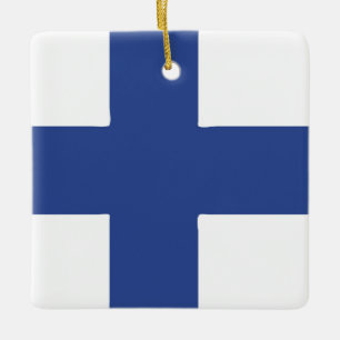 Finland Flagga Emblem Julgransprydnad Keramik