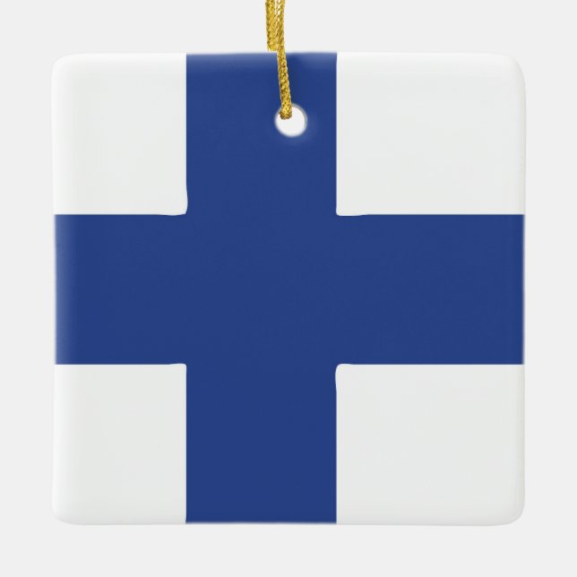 Finland Flagga Emblem Julgransprydnad Keramik (Framsida)