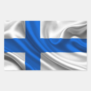 Finland Flagga Fabric Rektangulärt Klistermärke