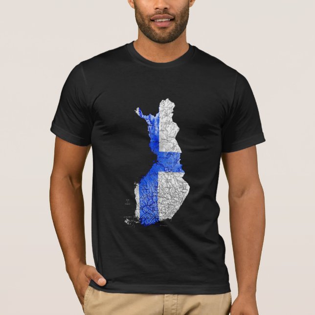 Finland Flagga Färg Kart T-Shirt (Framsida)