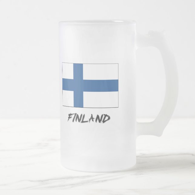 Finland flagga frostat ölglas (Höger)