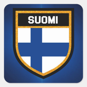 Finland Flagga Fyrkantigt Klistermärke