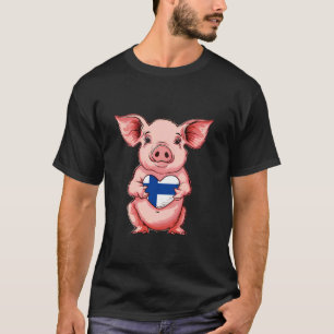 Finland Flagga Gris Hjarta Finsk Stolthet Finn Fin T Shirt