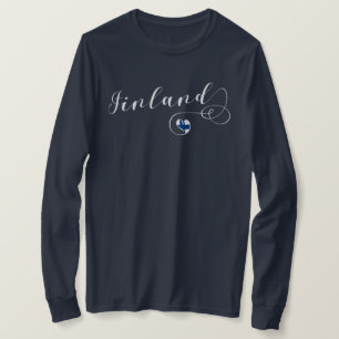 Finland Flagga Heart, Finska Pridet Tee