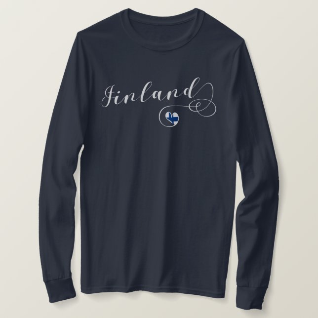 Finland Flagga Heart, Finska Pridet Tee (Design framsida)