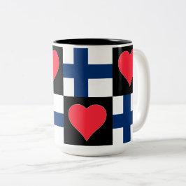 Finland Flagga Heart Mönster Patriotic Finlands Pr Två-Tonad Mugg