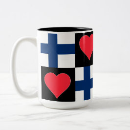 Finland Flagga Heart Mönster Patriotic Finlands Pr Två-Tonad Mugg