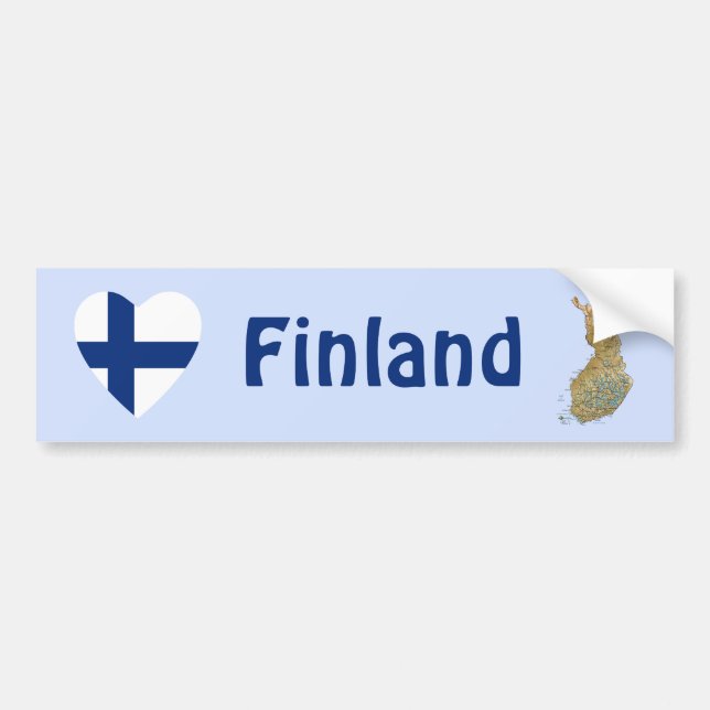 Finland Flagga Hjärta + Karta Bildäckslapp Bildekal (Framsidan)
