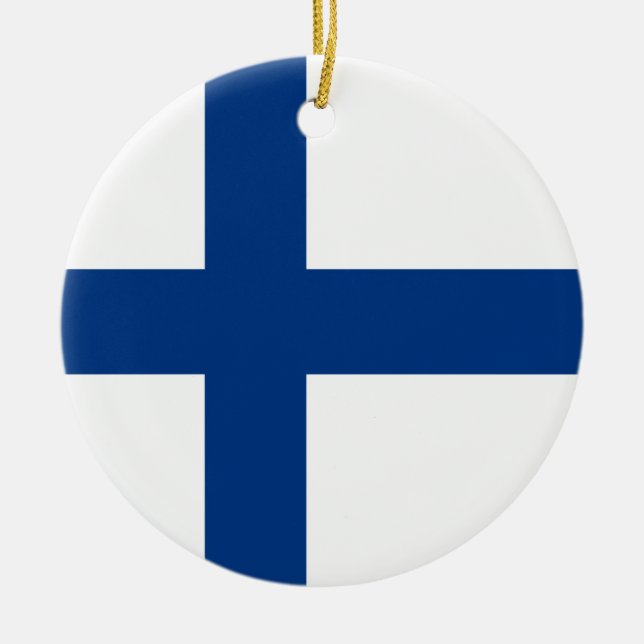 Finland flagga julgransprydnad keramik (Framsidan)
