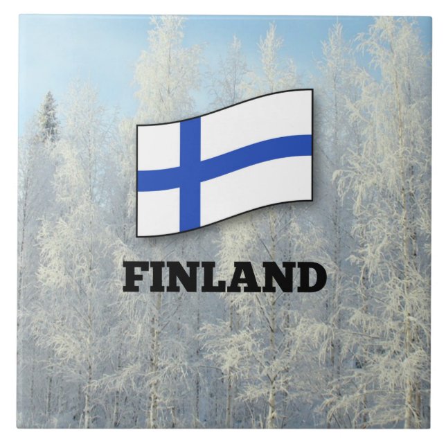 Finland flagga kakelplatta (Framsidan)