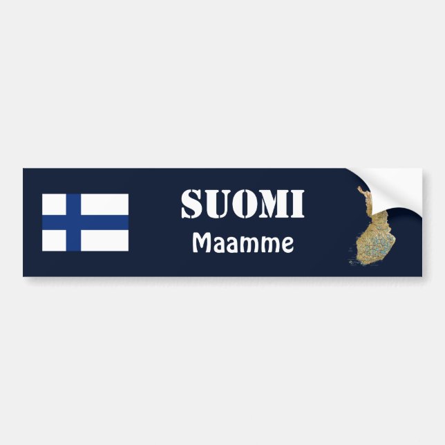 Finland Flagga + Kart Dekal (Framsidan)