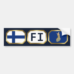 Finland Flagga Kartkod Bildäckslapp Bildekal
