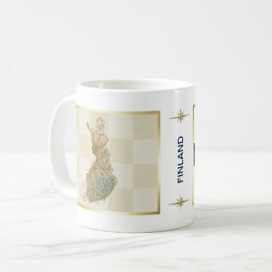 Finland Flagga + Kartmugg Kaffemugg