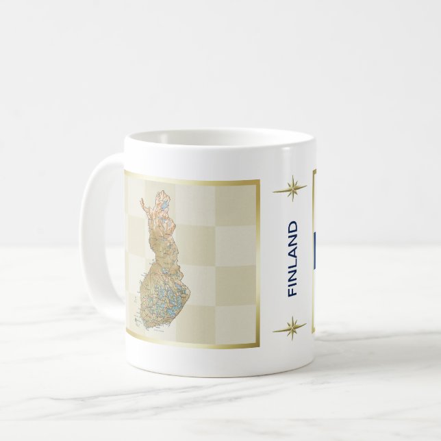 Finland Flagga + Kartmugg Kaffemugg (Framsida vänster)