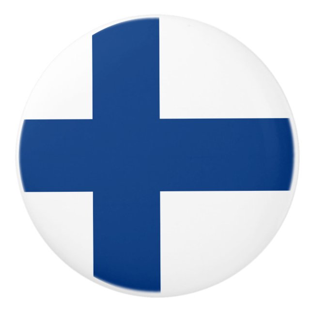 Finland flagga keramisk pull knopp (Framsidan)