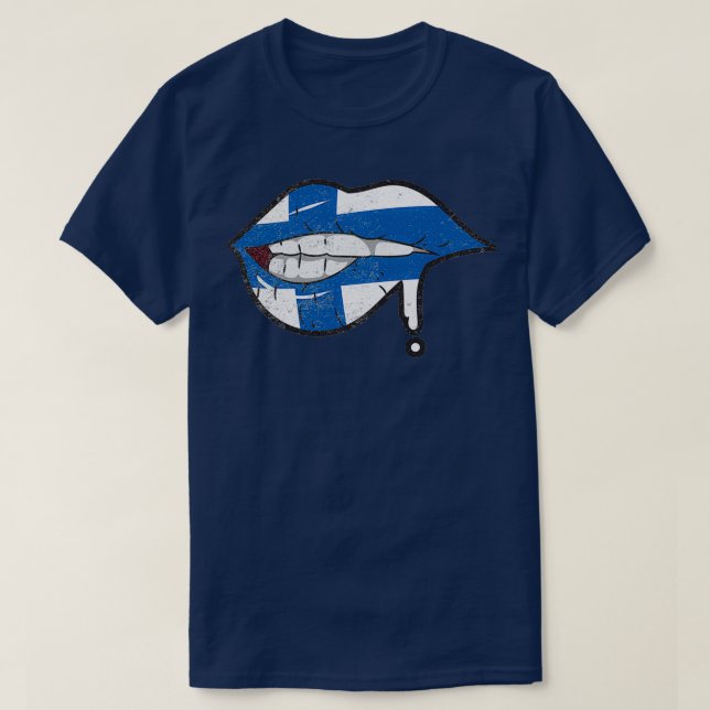 Finland flagga läppar Suomen Lippu T Shirt (Design framsida)