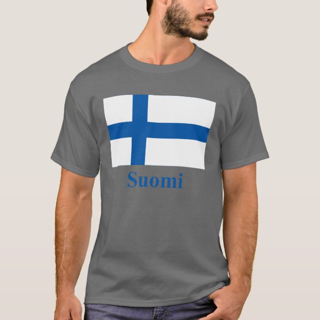 Finland flagga med namn i finska t-shirt (Framsida)
