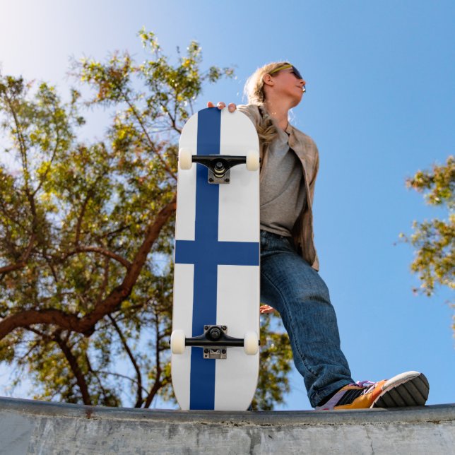 Finland flagga mini skateboard bräda 18,5 cm (Utomhus 1)
