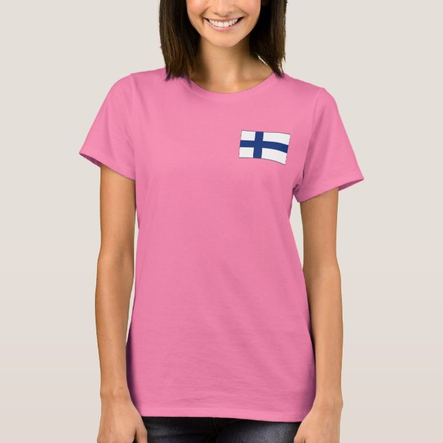 Finland Flagga och Karta dk T-Shirt (Framsida)