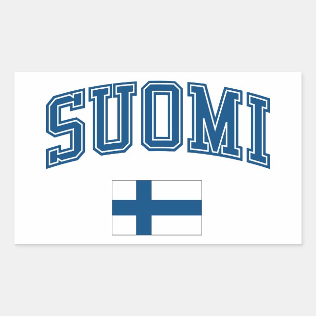 Finland + Flagga Rektangulärt Klistermärke (Framsida)