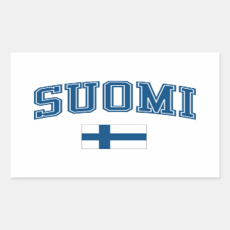 Finland + Flagga Rektangulärt Klistermärke