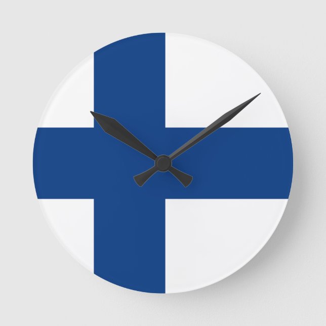 Finland Flagga Rund Klocka (Framsida)