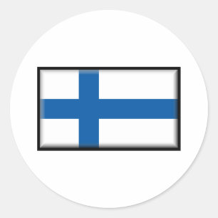 Finland Flagga Runt Klistermärke