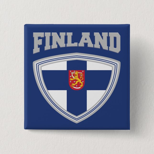 Finland Flagga Shield & Emblem Knapp (Framsida)