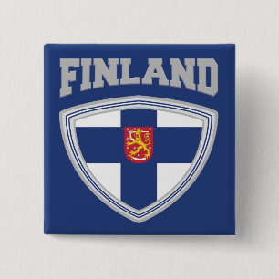 Finland Flagga Shield & Emblem Knapp