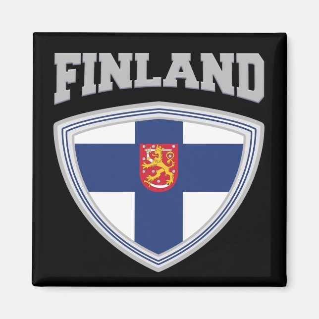 Finland Flagga Shield & Emblem Magnet (Framsidan)