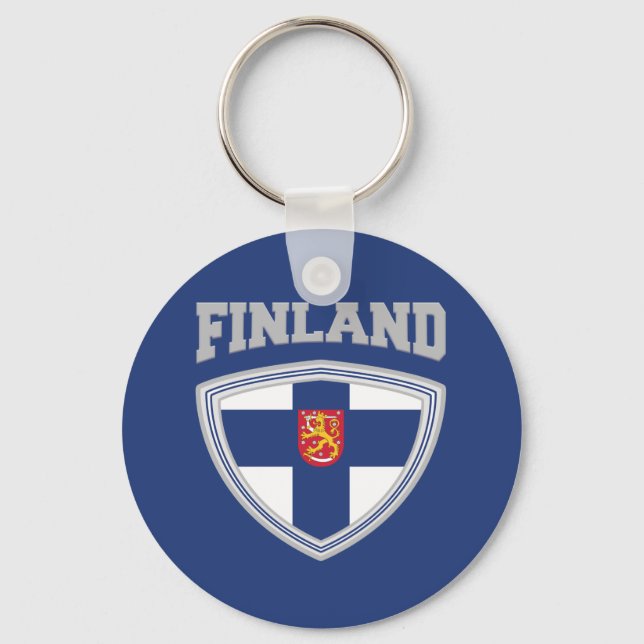 Finland Flagga Shield & Emblem Nyckelring (Framsida)
