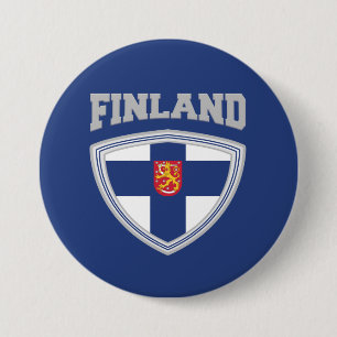 Finland Flagga Sköld & Emblem Knapp