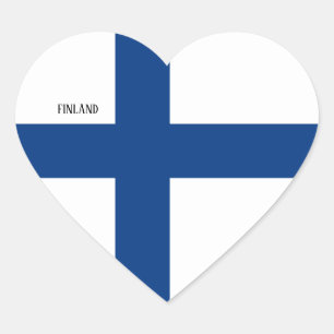 Finland Flagga Splendid Patriotic Hjärtformat Klistermärke