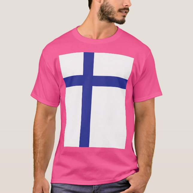 Finland Flagga T Shirt (Framsida)