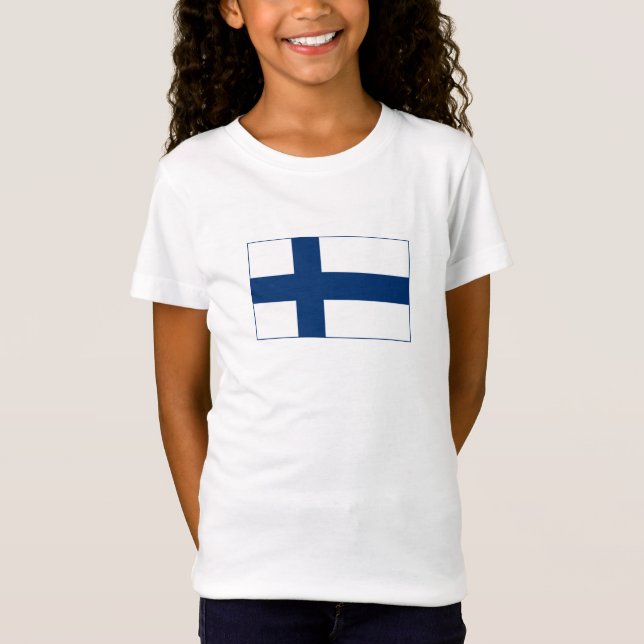 Finland Flagga T Shirt (Framsida)