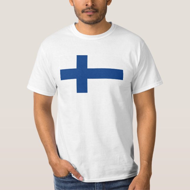 Finland Flagga T Shirt (Framsida)