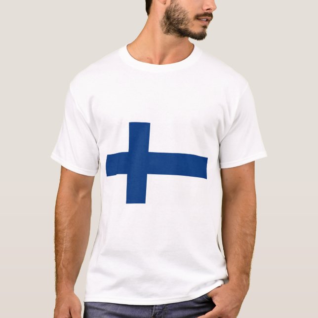 Finland Flagga T Shirt (Framsida)