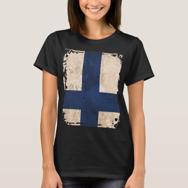 Finland Flagga Tee Shirt (Framsida)
