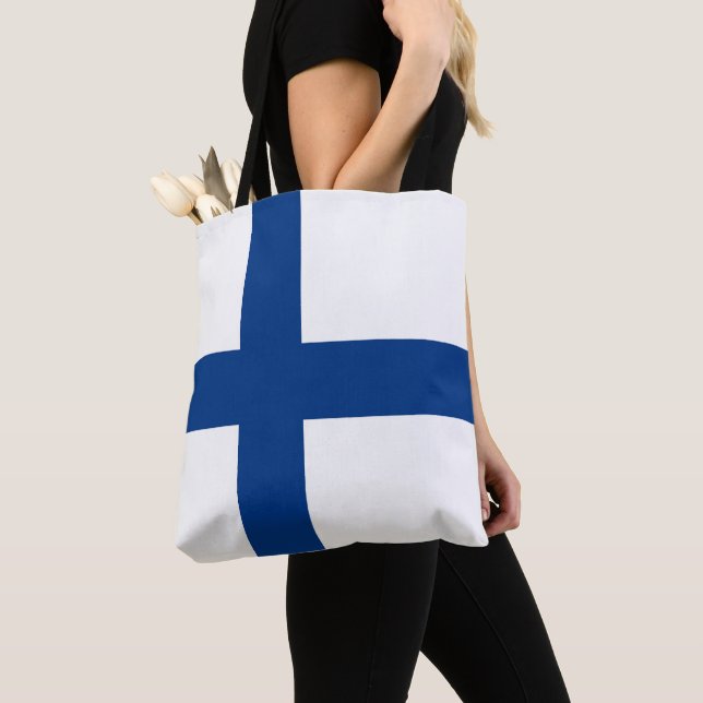 Finland flagga tygkasse (Närbild)