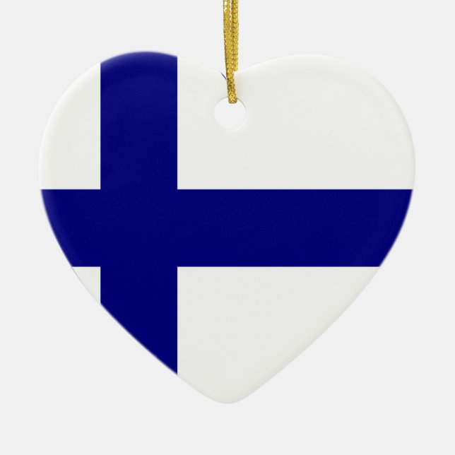 Finland flaggahjärta julgransprydnad keramik (Framsidan)
