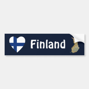 Finland flaggahjärta + Kartabildekal Bildekal