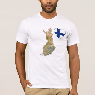 Finland flaggahjärta och kartaT-tröja Tee