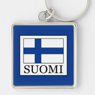 Finland Fyrkantig Silverfärgad Nyckelring