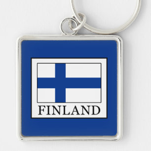 Finland Fyrkantig Silverfärgad Nyckelring