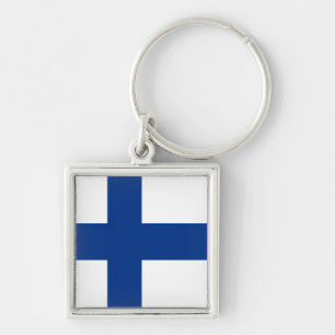 Finland Fyrkantig Silverfärgad Nyckelring
