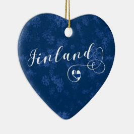 Finland Heart, Julgran Ornament, finska Julgransprydnad Keramik
