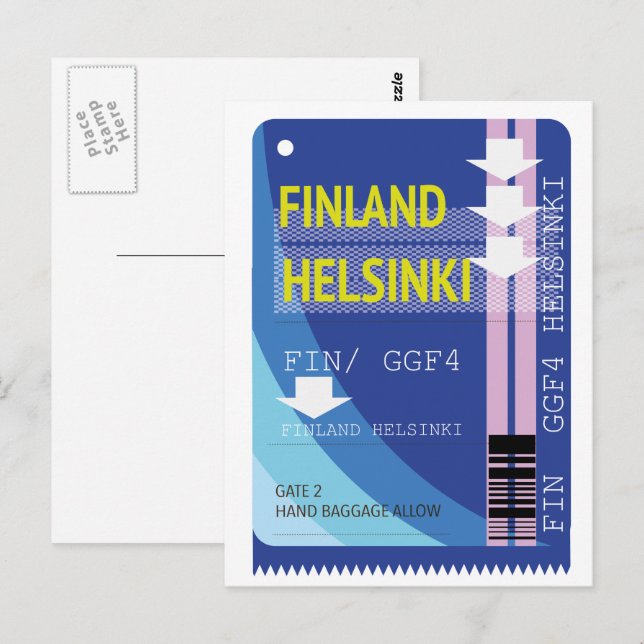 Finland Helsingfors resebiljett Vykort (Fram/baksida)